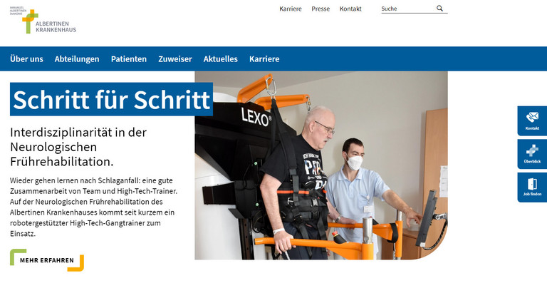 Screenshot neue Webseite nach dem Relaunch, Albertinen Krankenhaus Hamburg-Schnelsen Screenshot neue Webseite nach dem Relaunch, Albertinen Krankenhaus Hamburg-Schnelsen